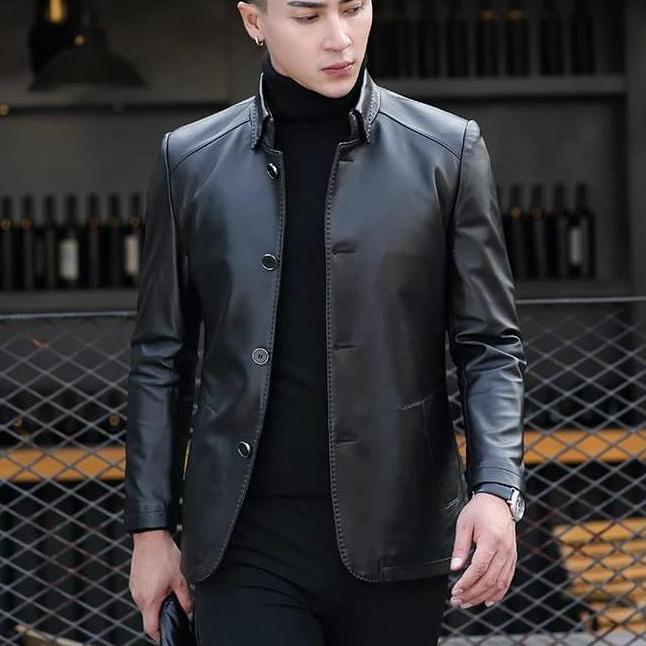 jaket kulit orinal-jaket kulit asli pria model semi jas