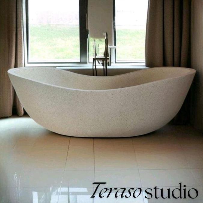 Bathtub Teraso Lengkung 150cm - Bathub Standing Lengkung Terrazzo P150cm L60cm T60cm