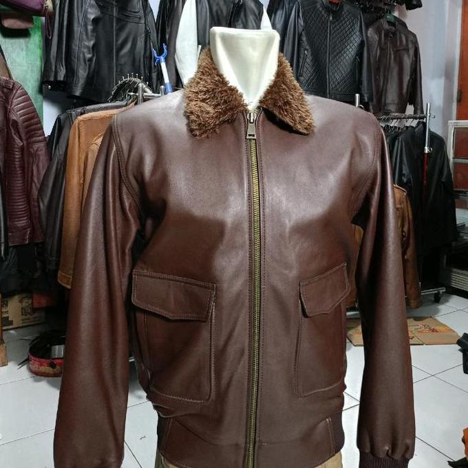 jaket kulit  domba bomber bulu Lembut Santai  pria