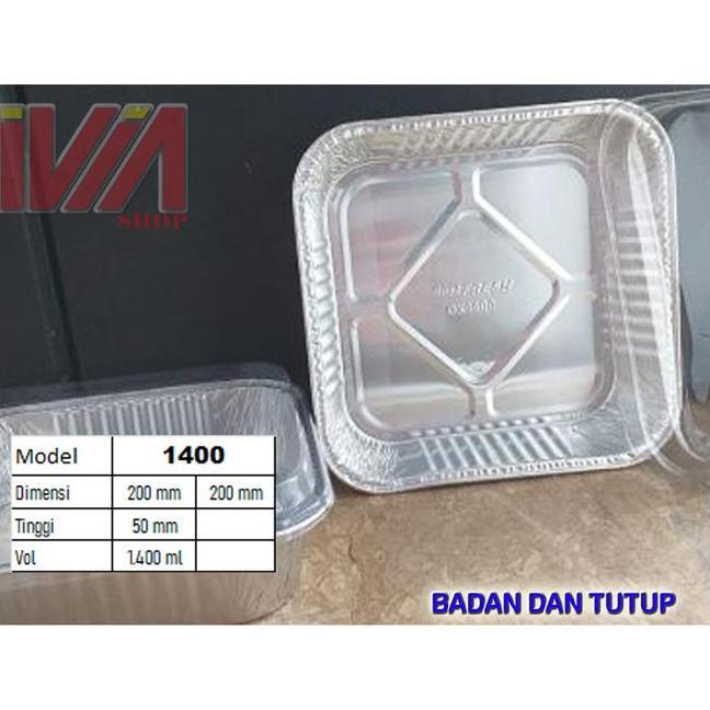 Set Alumunium Foil Cup Tray Kotak 20 X 20 Tutup Ox 1400