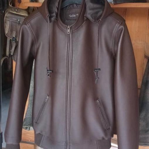 JAKET KULIT ASLI DOMBA GARUT JAKET PRIA MODEL TERBARU KUPLUK HOODI