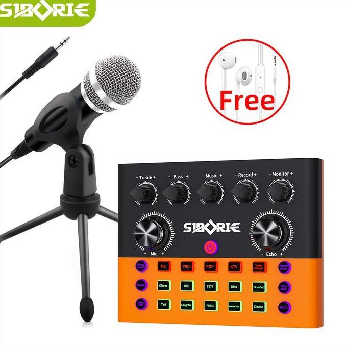 Siborie F993 Soundcard+MS30 Mic+E10 Headset Paket Lengkap Full Set 100% Original Mendukung COD