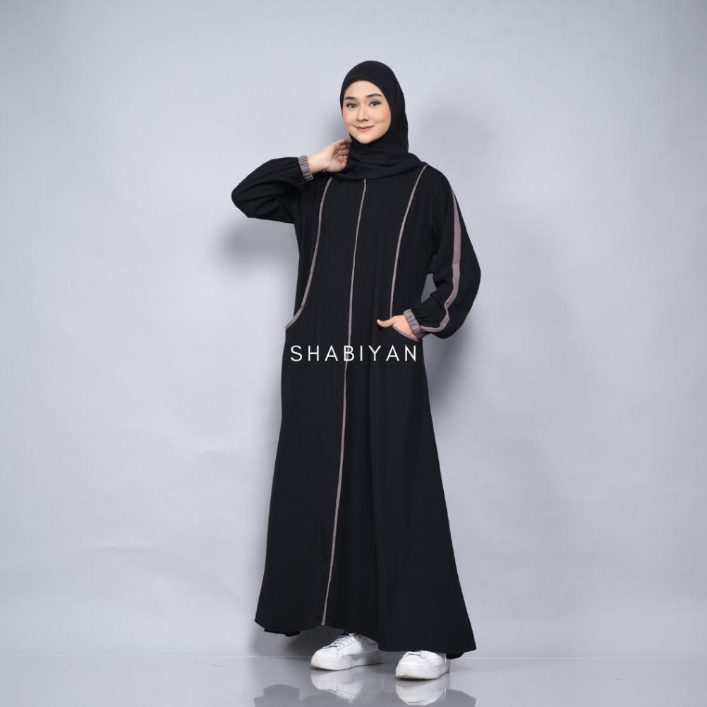 SHABIYAN-366 Gamis Hitam Polos Couple Ibu Anak