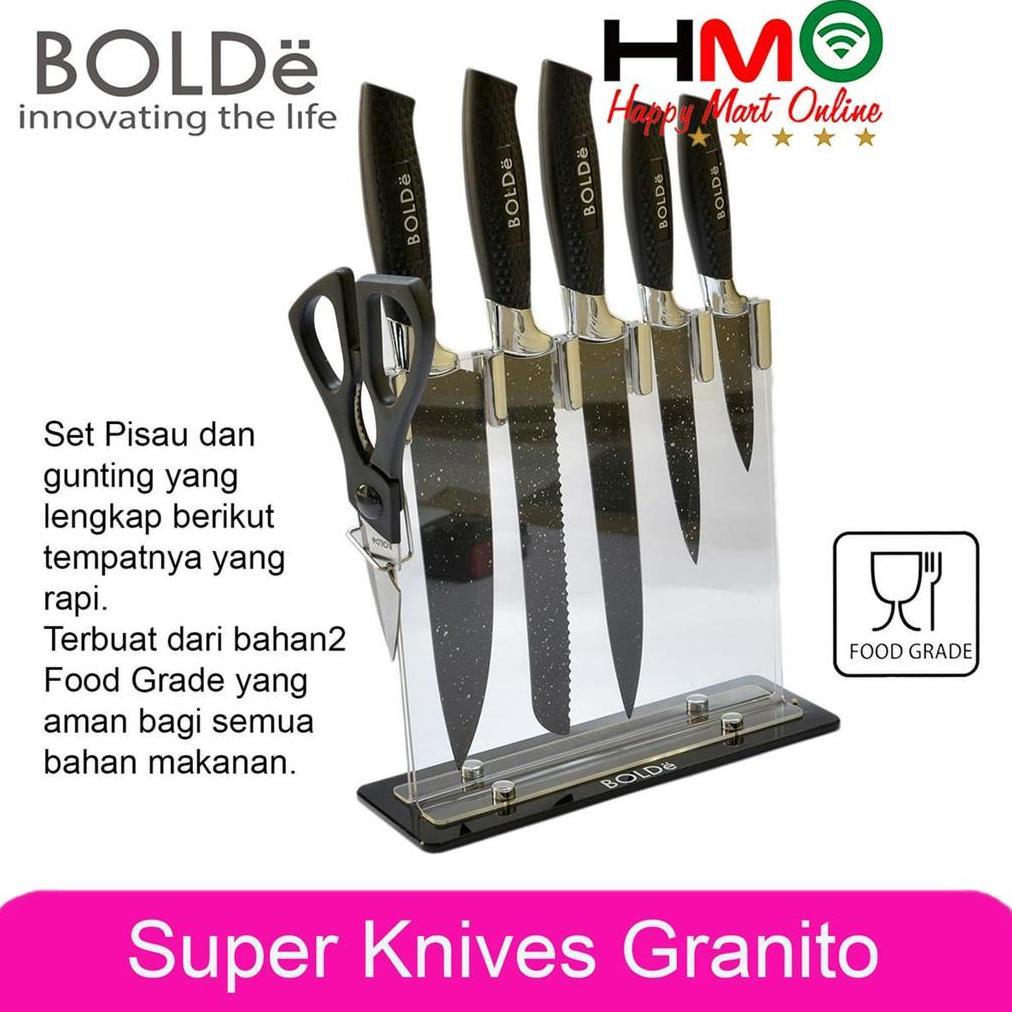 Bolde Super Knives Granito 7 Pcs Pisau Gunting Dapur Set Granit Bolde Knife Set Granite
