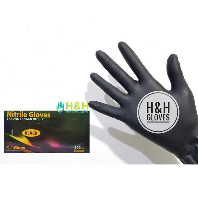 Safe Glove Nitrile Black / Safe glove Nitrile BLACK / Sarung Tangan Nitrile Examination Gloves Safe 