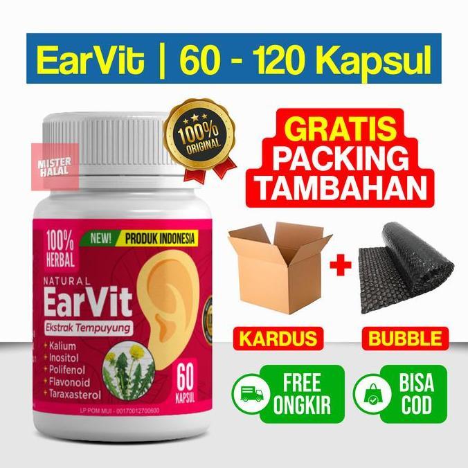 EARVIT Obat Gangguan Telinga, Obat Tinnitus, Berdenging, Berdengung