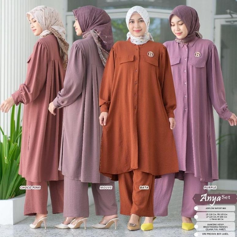 Anya One Set Tunik Premium | One Set Crinkle Airflow