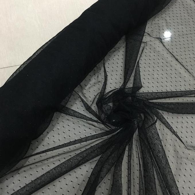 Terbaru Kain Tile Tulle Dot Polkadot Warna Hitam
