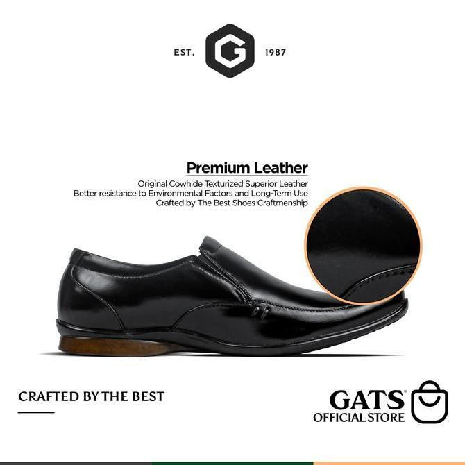 GATS - ZU 0020 - Sepatu Kulit Pantofel Hitam Casual Pria