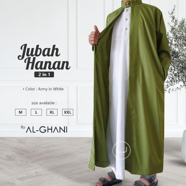 Terbaru Alghani - Jubah Hanan 2 In 1 Luar Dalam, Gamis Pria Lengan Panjang Bahan Katun Exclusive By 