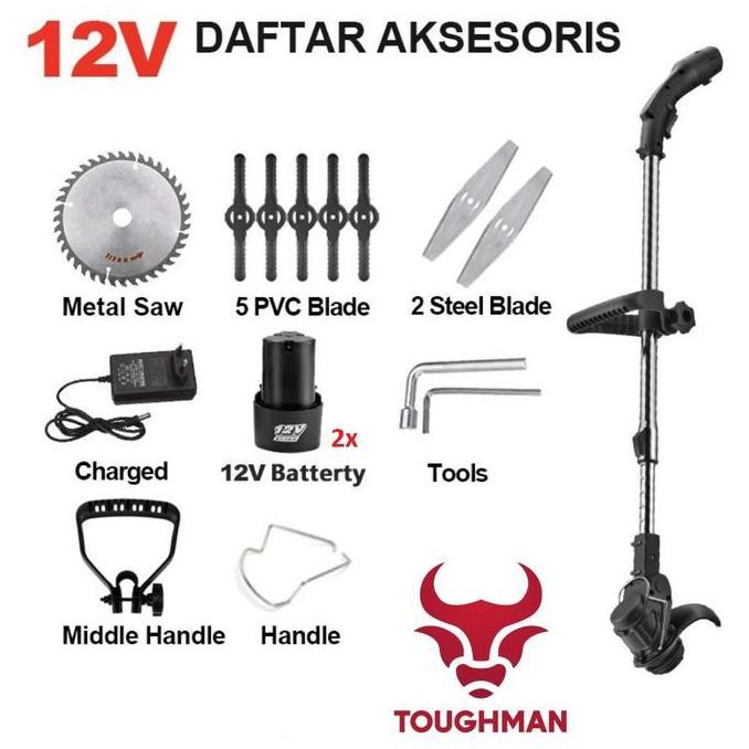 TOUGHMAN Mesin Potong Rumput 12V/24V Portable Wireless Adjustable