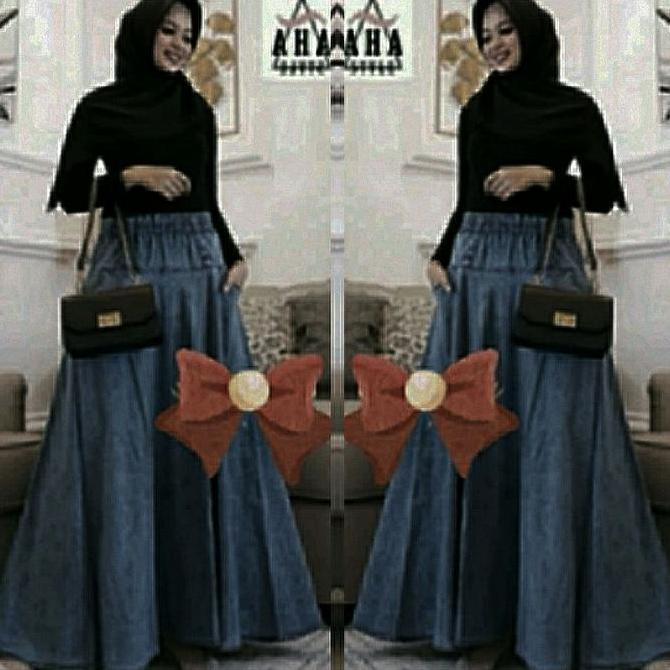 FREE ONGKIR ROK PAYUNG JEANS JUMBO / ROK JEANS SUPER JUMBO