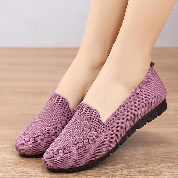 sepatu wanita import flat shoes sol hitam karet 101