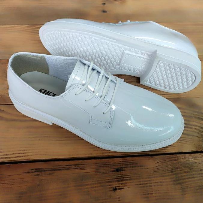 Sepatu pdh model jatah tnipolri putih delie Shoes/Sepatu pdu dinas kantoran/sepatu pantofel pria