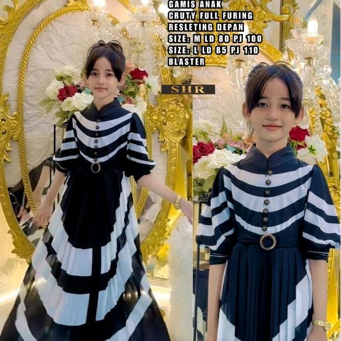 Best Seller, Gamis Salur Belang Couple Ibu & Anak Ori Shr