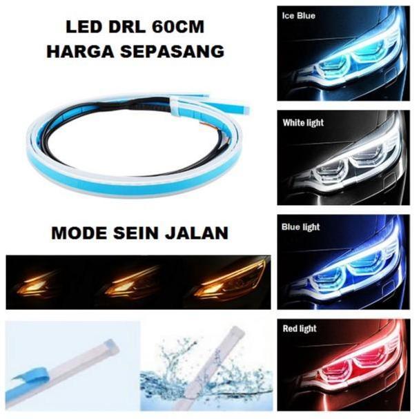 Lampu LED DRL Alis 60CM Tempel Flexible Slim Mobil Motor Welcome Sein