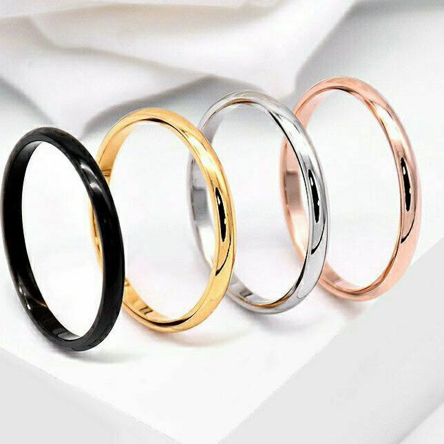 BEST SELLER` Cincin tipis couple/kawin/tunangan pria wanita TITANIUM anti karat