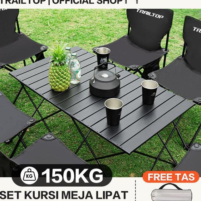 Ready Trailtop Meja Kursi Lipat Outdoor 1 Set Meja Lipat Outdoor Dan Kursi Lipat Portable Camping