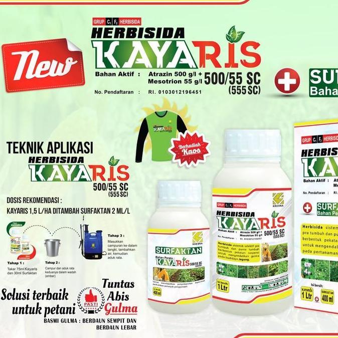 Herbisida Selektif Kayaris 250Ml Obat Rumput Tanaman  Jagung Bonus Kaos