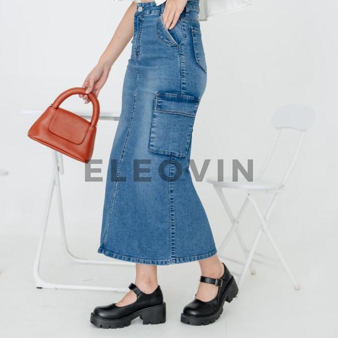 BEST SELLER ELEOVIN FASHION - ROK CARGO IN MEDIUM JEANS - ROK JEANS PREMIUM BANGKOK KOREAN STYLE PAN
