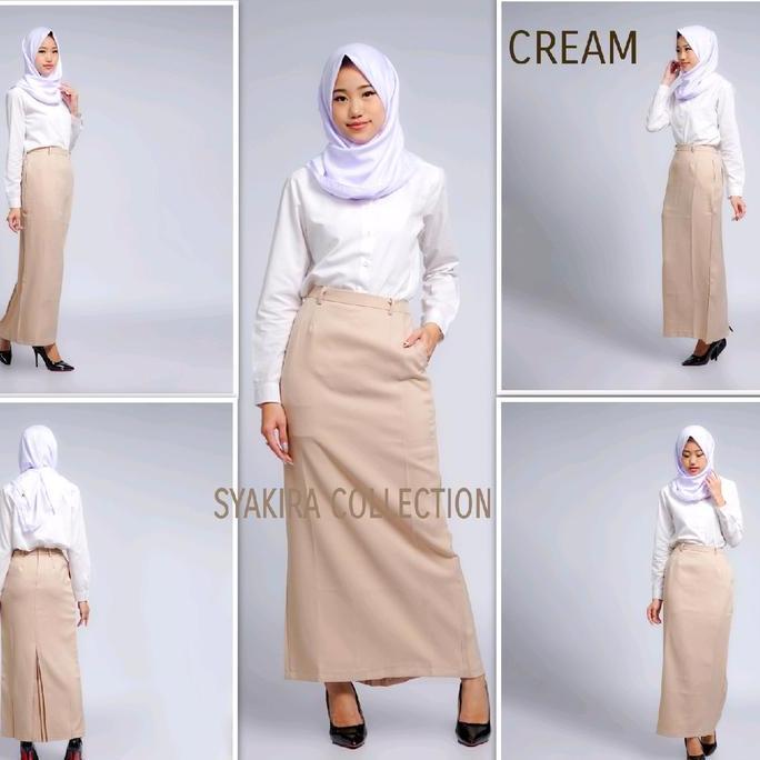 Rok span panjang kerja kantor wanita terbaru kekinian modern modis elegant reguler fit resleting bel