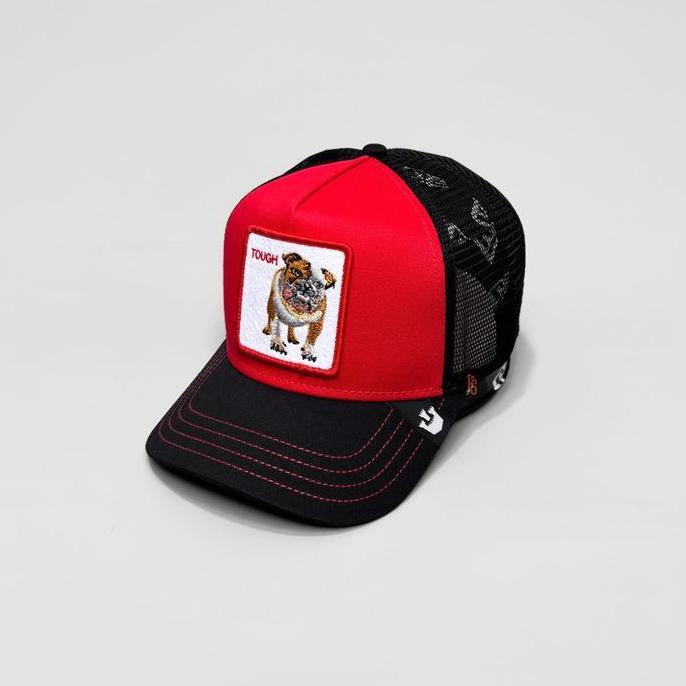 TOPI GOORIN BROS TRUCKER TEAM BULLDOG TOUGH RED BLACK