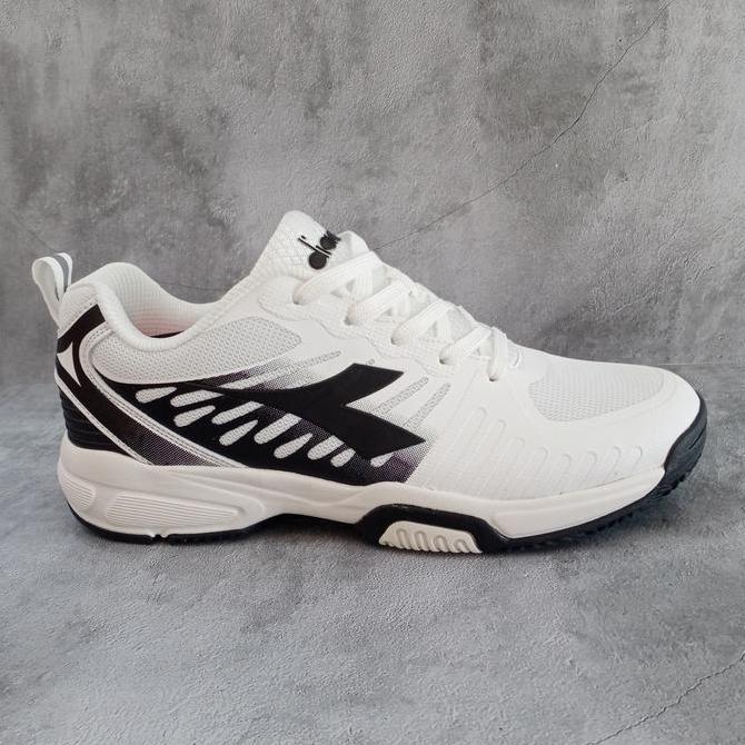 Sepatu Tenis - DIADORA Flame (M) - White/Black [DIATE221127W]