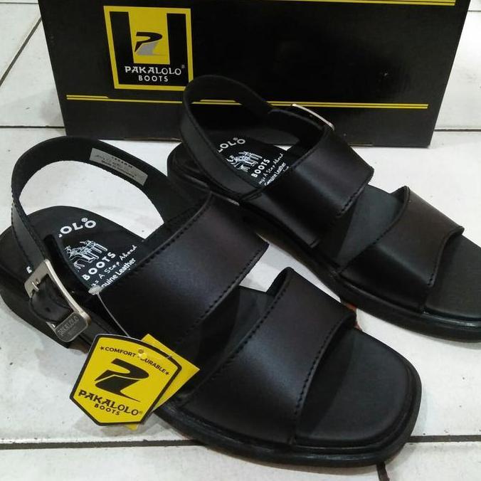 Sandal sepatu kulit Pakalolo 1904 hitam/Sandal pria orinal