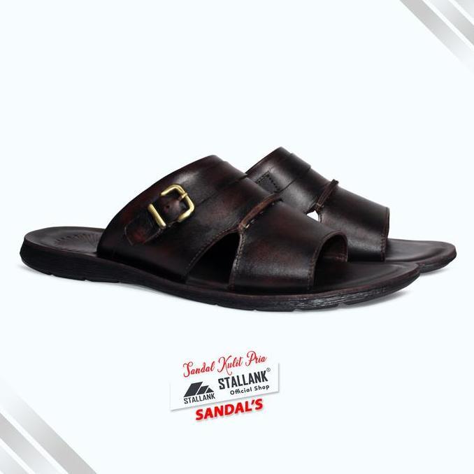 STALLANK || Sandal Kulit Pria Selop Gesper Kekinian