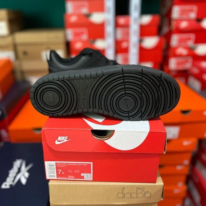 Sepatu Sneakers Nike Court Borough Low 2 GS Triple Black Orinal BQ5448 001