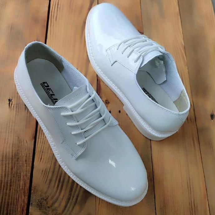 Sepatu pdh model jatah tnipolri putih delie Shoes/Sepatu pdu dinas kantoran/sepatu pantofel pria