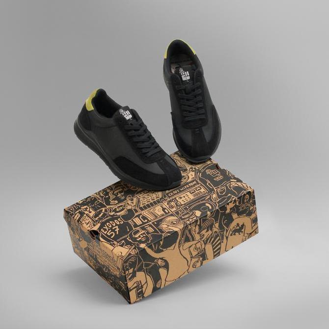 Sepatu Sneaker Sega Concept by Exodos57 Sangele All Black Green Neon