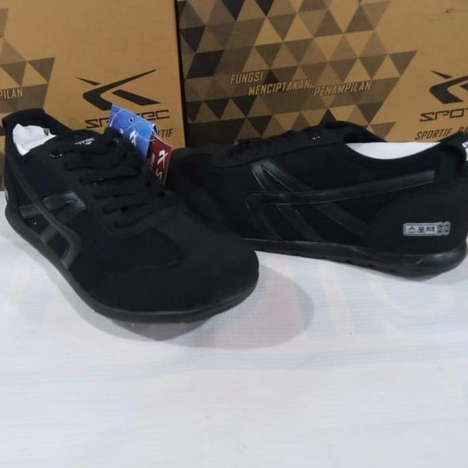 sepatu kets hitam polos SPOTEC spitter orinal