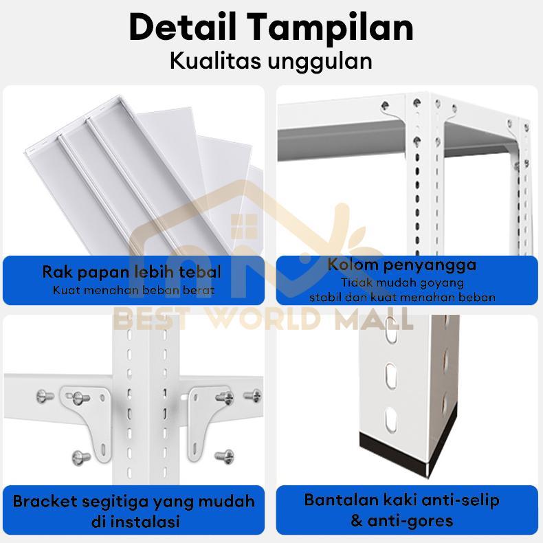 Best  Rak Besi Siku 5 Susun Rak Susun Serbaguna Rak Besi Susun 4 Tingkat Rak Gudang 100% Besi