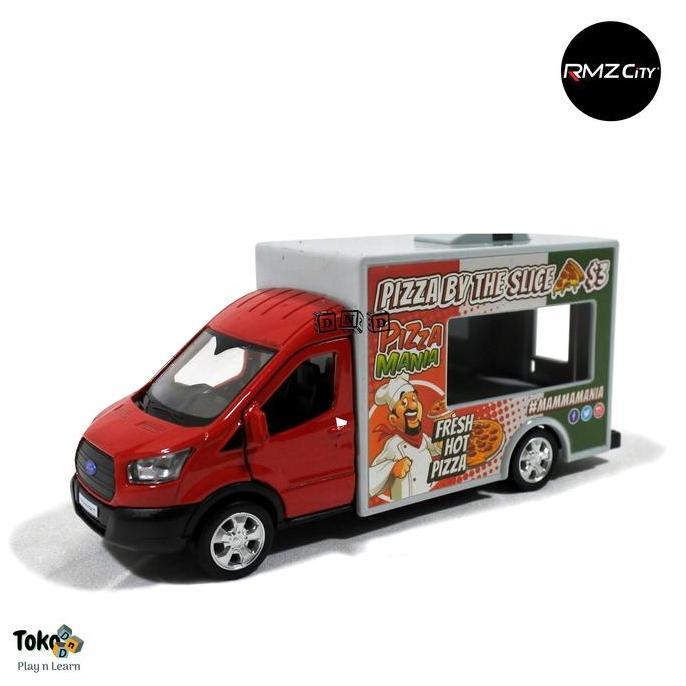 Mainan Anak Diecast Metal Mobil RMZ CIty Ford Transit Pizza Car Van