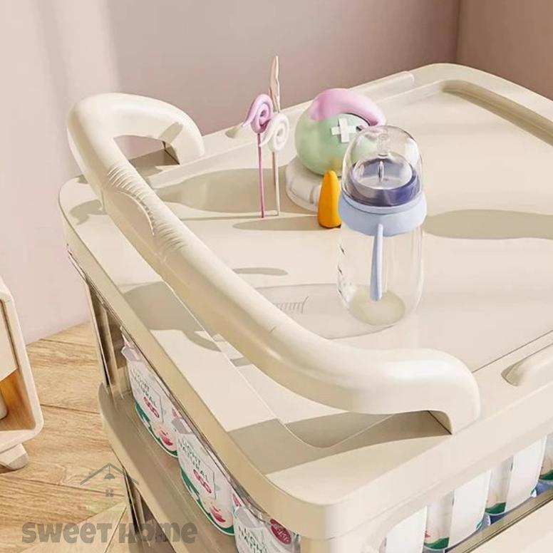 Rak Troli Multifungsi Rak Susun Rsk Plastik Kaiet Laci Plastik Rak 4 Tingkat  Penyimpanan Snack/Buah