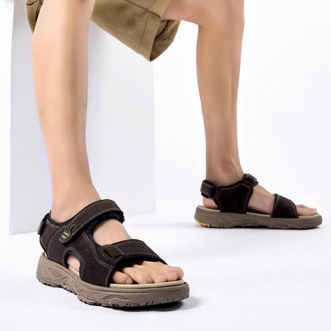 KP-2511 Sandal Pria Keren Orinal 100% Kulit Asli Nyaman Anti Slip Bernapas Sepatu Sandal Gunung Pria