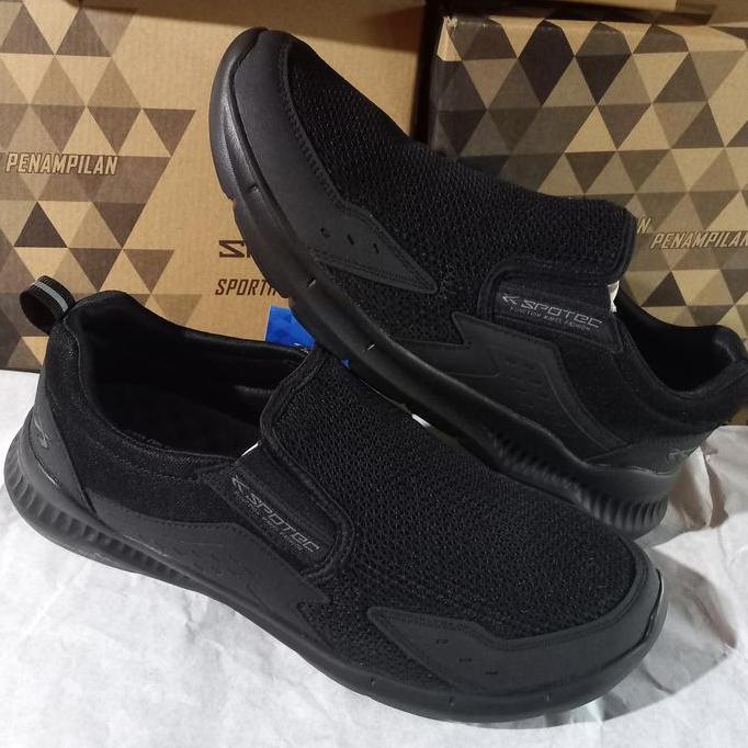 sepatu slip on pria Merk Spotec orinal hitam polos