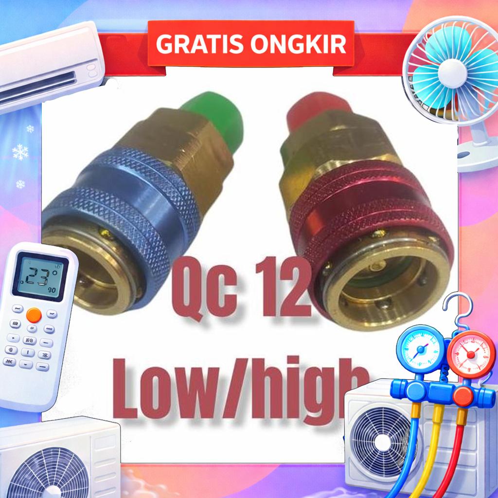 Adapter Quick Coupler Qc12 Adaptor Ac Mobil Low High R134A R134 Set Gosend