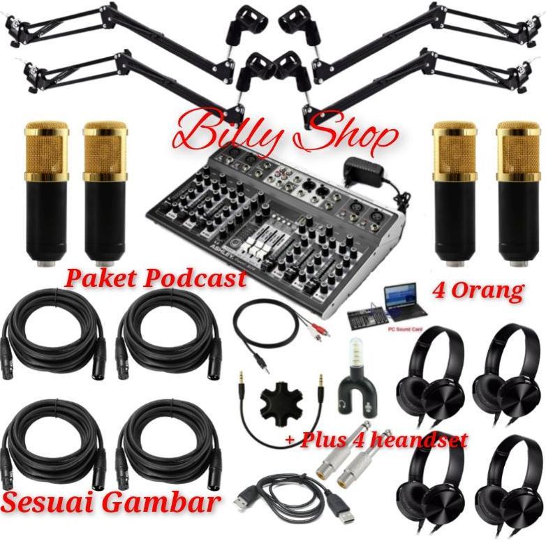 Paket Soundcard Podcast 4 Orang / 4 Mic Komplit