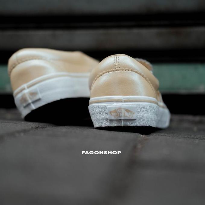 VANS SLIP-ON PEARL LEATHER GOLD CLASSIC ORINAL 100% - BNIB