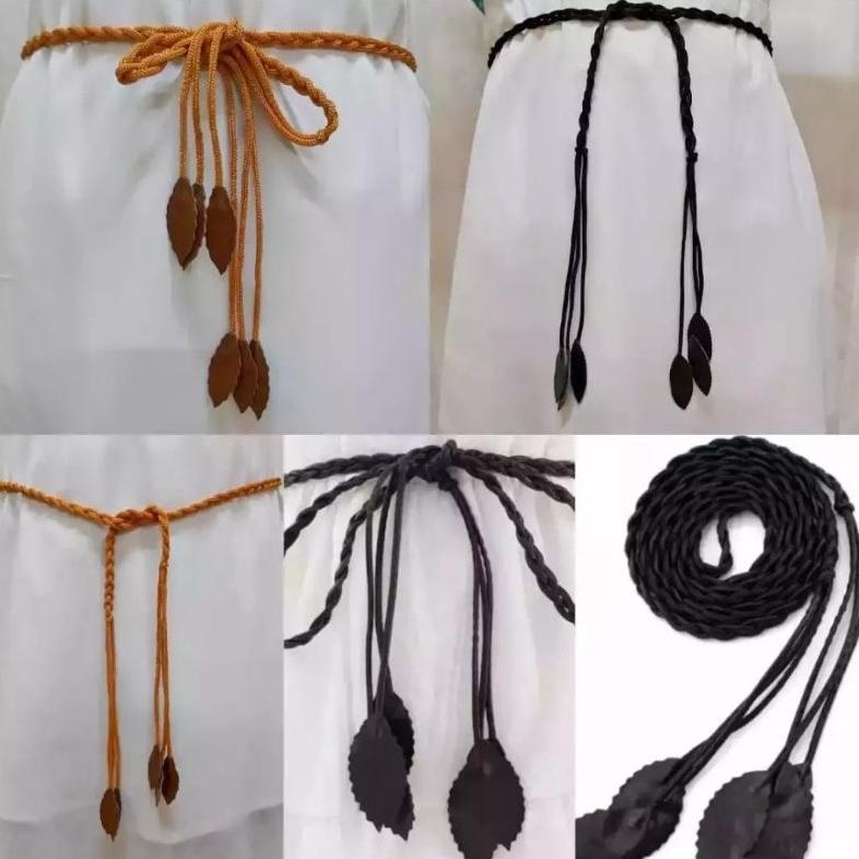 PROMO` ikat pinggang tali kepang daun/ ikat pinggang gamis/Tunik/dres wanita KEKINIAN