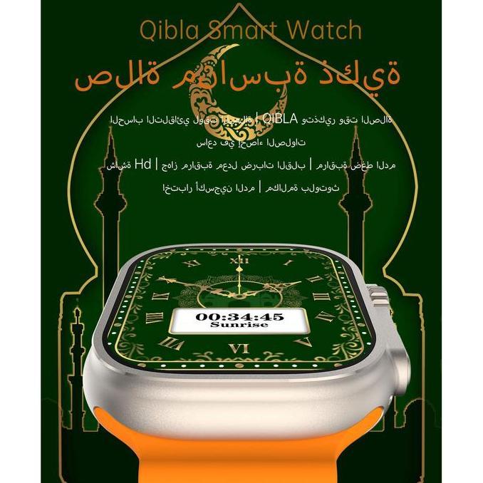 BLOODIBURS - QIBLA WATCH SMART PRAYER JAM TANGAN MUSLIM SMARTWATCH SUPPORT COMPASS CUSTOM DIAL HEALT