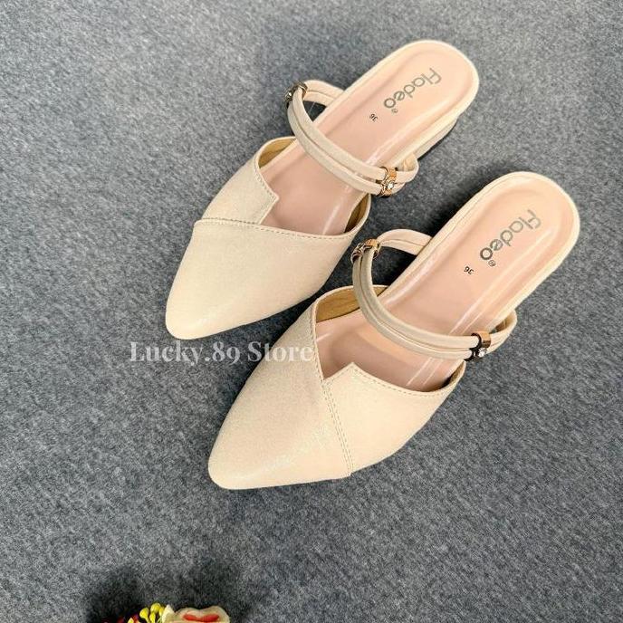 FLADEO Sandal Selop Wanita Heels 3cm HL Shoes Pesta Kondangan Mewah