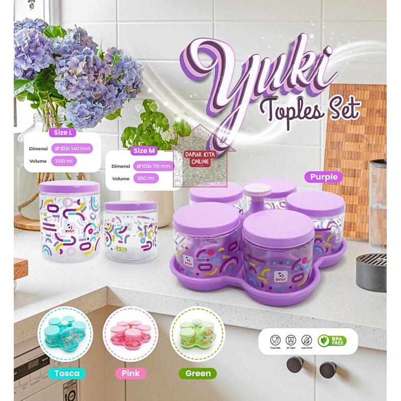 Yuki Toples Set / Toples Kue Kering Lebaran / Toples Set 5 Large / Yuki Set 5 Large 1.100ml / NAMPAN