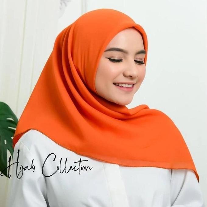 ( ORANGE / OREN ) Hijab Pollycotton Hijab Square ( Hijab Warna Orange, Hijab Polycotton Muslim Segi 