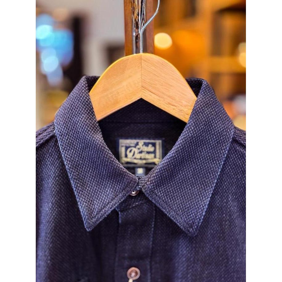 Studio DArtisan 5713 Dobby Sashiko Indigo Dyed Work Shirt