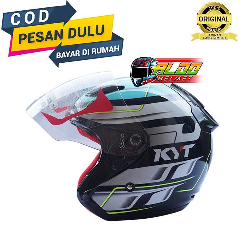 HELM KYT DJ MARU MOTIF #13 BLACK BLUEIS YELLOW | HALF FACE SNI DJ MARU ORIGINAL
