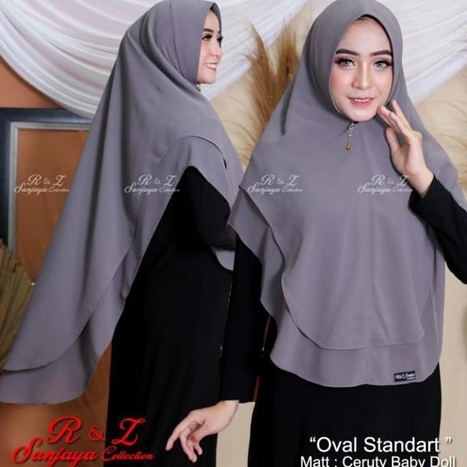 HIjab Khimar Syari Ceruti 2 Layer OVAL Standar