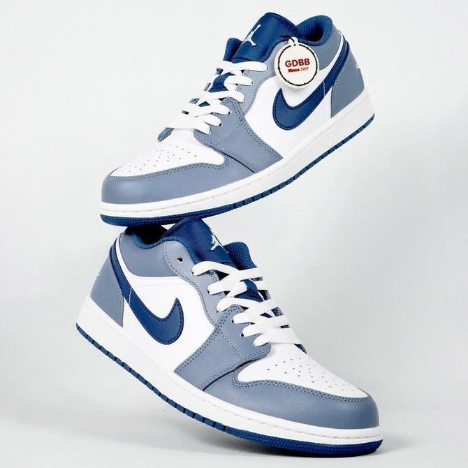 Sepatu Air Jordan 1 Low Ashen Slate Steel Blue Navy Authentic